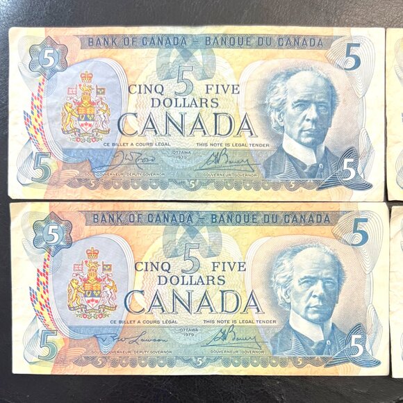 Splendid Set of 4 x 1979 Canada $5 Bills! - Picture 3 of 11